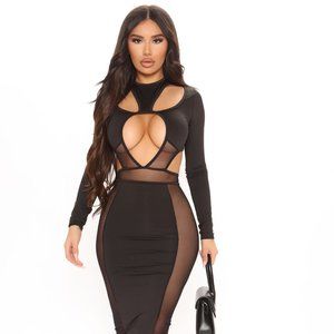 Fashion Nova Give Me Love Midi Dress - Black NWT